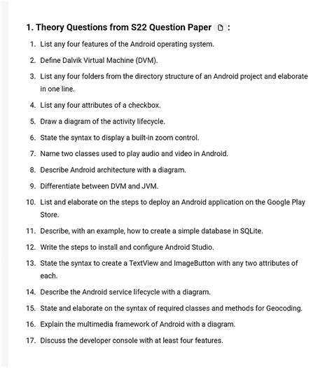 22617 q all theory questions - 1. Theory Questions from S22 Question ...