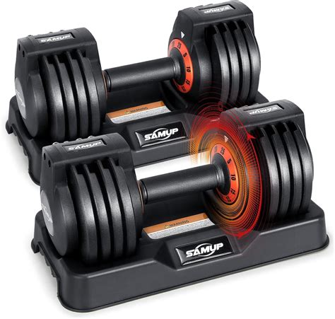 25/55 lbs Pair Adjustable Dumbbells Set, Dumbbells with Anti-Slip Metal ...