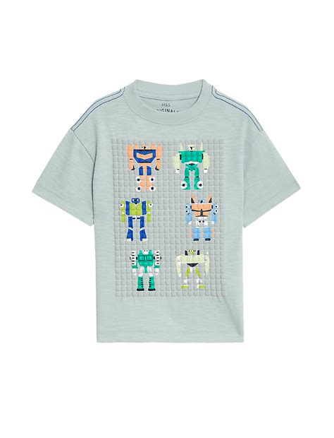 Buy Pure Cotton Robot Graphic T-Shirt (2-8 Yrs) at Marks & Spencer