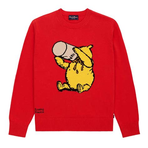 Men's Winnie-the-Pooh Cotton Sweater Cherry Red - Rowing Blazers