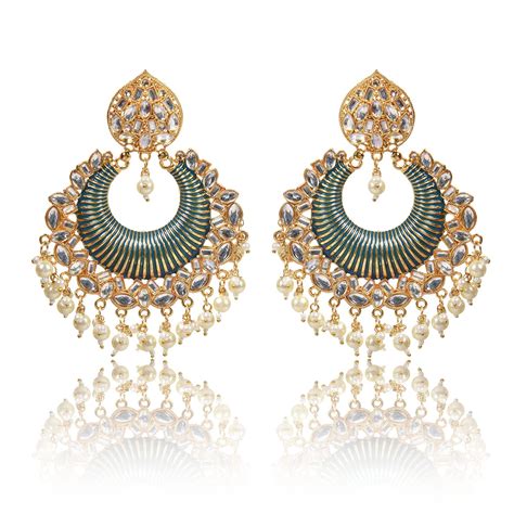 Buy Nilu's Collection Gold Plated Brass Big Chandbali Jhumka Earrings ...