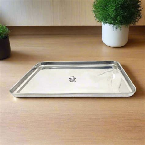 Stainless Steel Glossy-finish Serving Trays - Ideal for Cakes, Pastrie ...