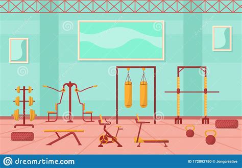 Gym Center Interior Sport Club Fitness Weight Bodybuilding Equipment ...