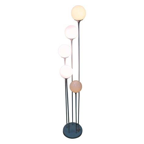 1960s Five-Light "Tulip Style" White Enameled Floor Lamp by Lightolier ...