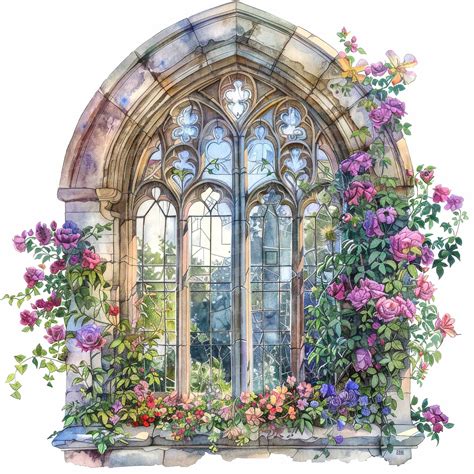 12x Gothic Windows Clipart, English Church Clipart, Printable ...