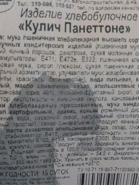 кулич Панеттоне - калорийность, пищевая ценность ⋙ TablicaKalorijnosti.ru