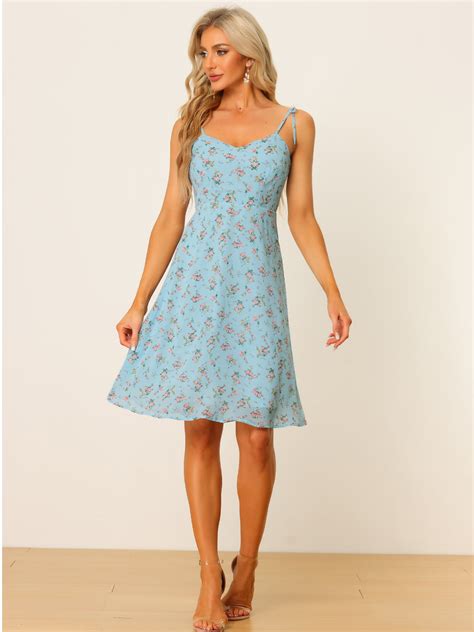 Spaghetti Strap Dress A-Line Smocked Beach Summer Floral Sundress ...