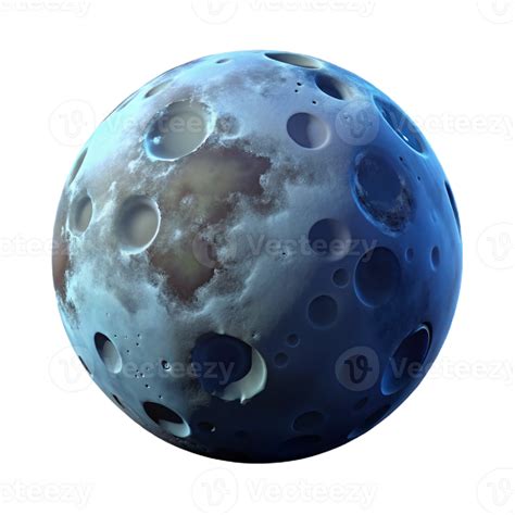 wonderful modern Cratered Blue Planet 3D Render authentic 56563641 PNG