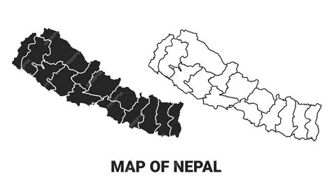 Premium Vector | Vector Black map of Nepal country with borders of regions
