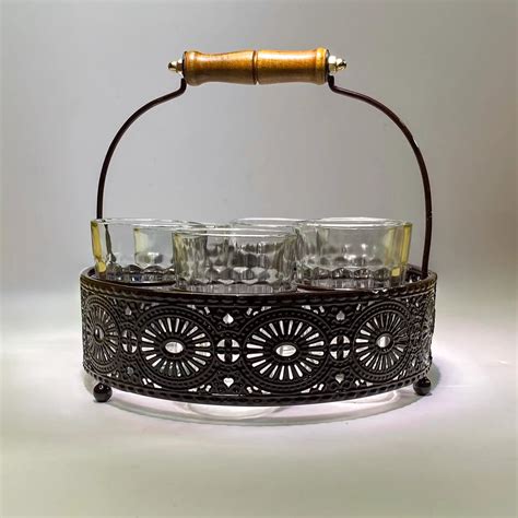 Cutting Chai Glass Set of 6 with Metal Stand | Desi Chai/Coffee Glasse ...