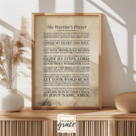 The Warriors Prayer, Full Armor of God Christian Poster, Printable Wall ...