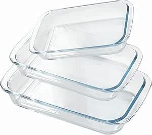 Buy ROSEFINCH Rectangular Glass Baking Dish Set with 3 Sizes, 2.2L, 1 ...
