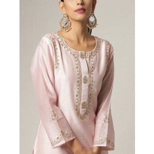 Buy Pink Embroidered Chanderi Silk Kurta | ANAN0523/ART13 | The loom