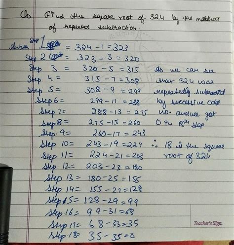 Find the square root of 324 by the method of repeated subtraction ...
