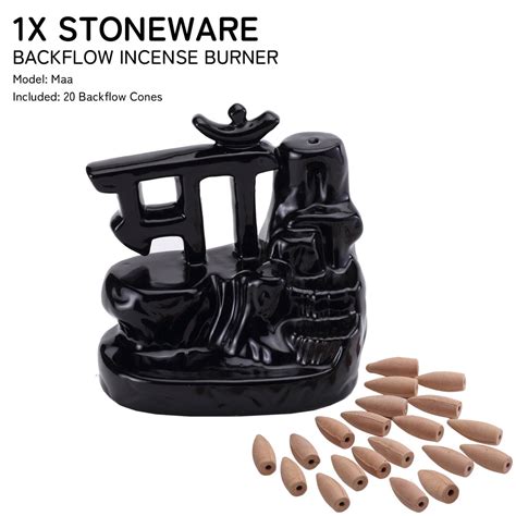 Maa Smoke Fountain Back Flow Incense Burner With 20 Incense Cones ...