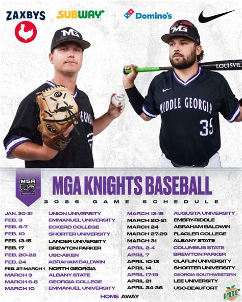 MGA Baseball Announces Spring Schedule