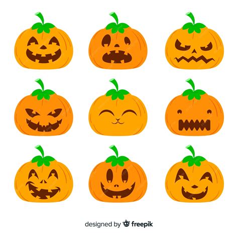 Premium Vector | Jack o lantern pumpkin with funny faces for halloween