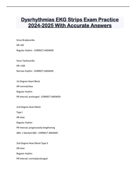 Dysrhythmias EKG Strips Exam Practice With Accurate Answers - Dysrhythmias - Stuvia US