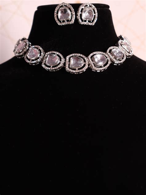 Silver Ellie AD Polki Set – Gehna Ghar