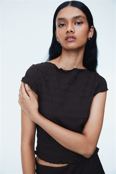 Women's Dark brown Smocked top | H&M IN