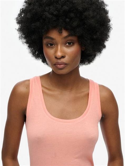 Superdry Studios Pure Organic Cotton Racerback Vest Top, Peach Amber Pink