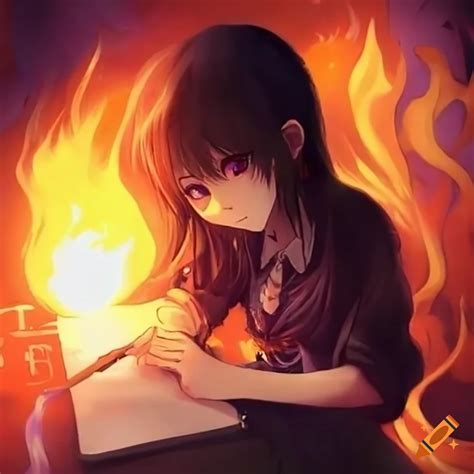 Pen on fire writing on paper on Craiyon