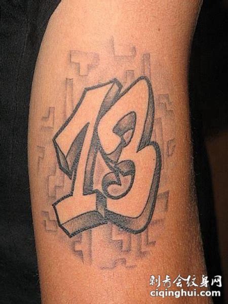 大臂上的数字纹身图案(图片编号:33581)_纹身图片 - 刺青会