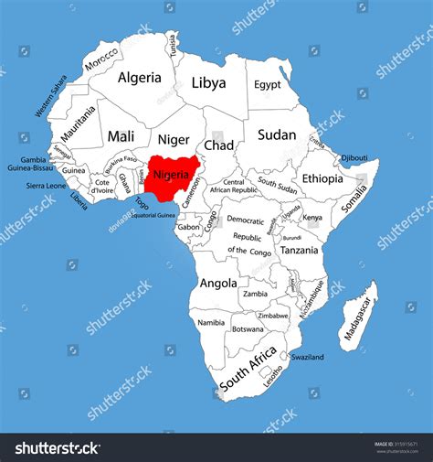 Nigeria Vector Map Silhouette Isolated On Stock Vector (Royalty Free ...