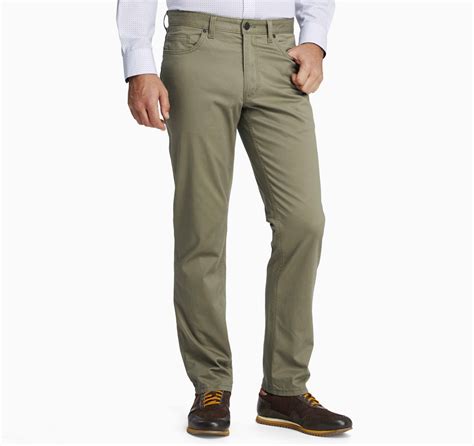 Men's Slim Fit Five-Pocket Pants in Dark Khaki | Johnston & Murphy