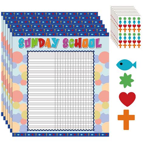 Buy 12 Pcs Sunday School Attendance Sticker Chart, Classroom Incentive ...