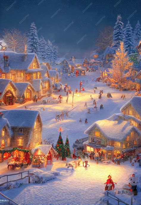Premium Photo | Christmas village in the mountains Winter landscape ...