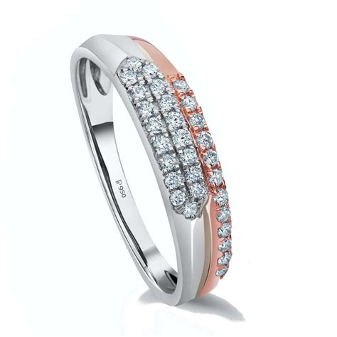 Three Row Platinum, Rose Gold & Diamond Ring for Women JL PT 989 ...