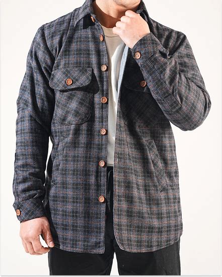 Men's Woolen Overshirts blue check | Double-Insulated Shirts-Online in ...