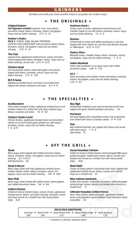 Menu - Hartville OH's Grinders Above & Beyond of Hartville | Sirved