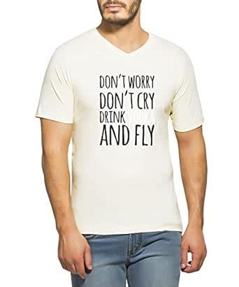 Buy Clifton Men's Printed Half Sleeve V-Neck T-Shirt-Off White-Dont ...