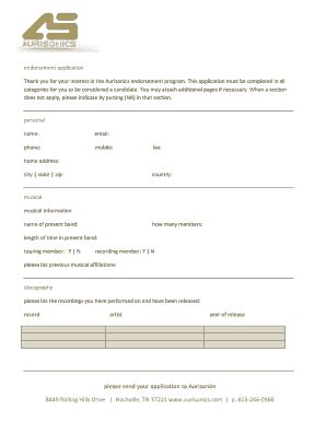 Aurisonics Endorsement Form - Fill and Sign Printable Template Online