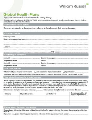 UK William Russell Global Health Plans Form - Fill Online, Printable ...