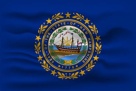 Waving flag of the New Hampshire state. Vector illustration. 17395938 ...