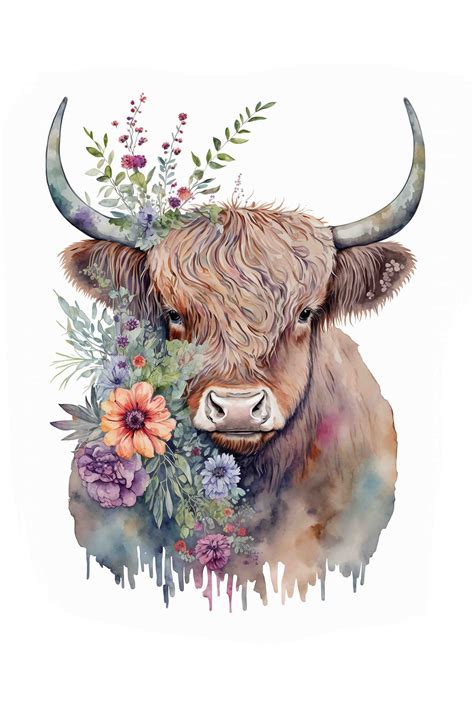 Highland Cow Painting, Highland Cow Art, Highland Cow Tattoo ...