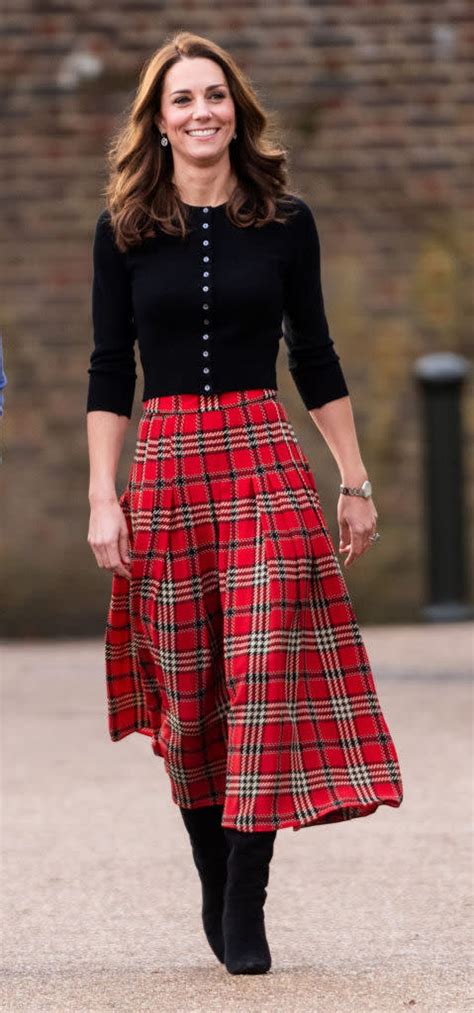 Kate Middleton Inspired Red Tartan Plaid Pleat Skirt Christmas Custom ...