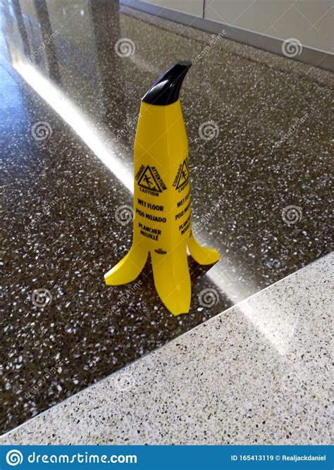 Banana Peel Wet Floor Sign Stock Image | CartoonDealer.com #165413119