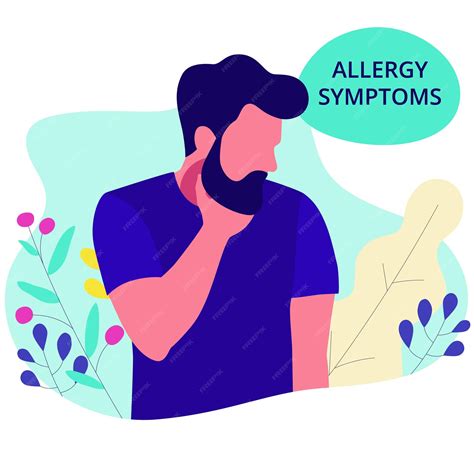 Premium Vector | Seasonal allergy man with a sore throat itchy throat