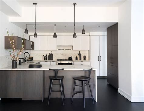 Modern White Kitchen Dark Floor