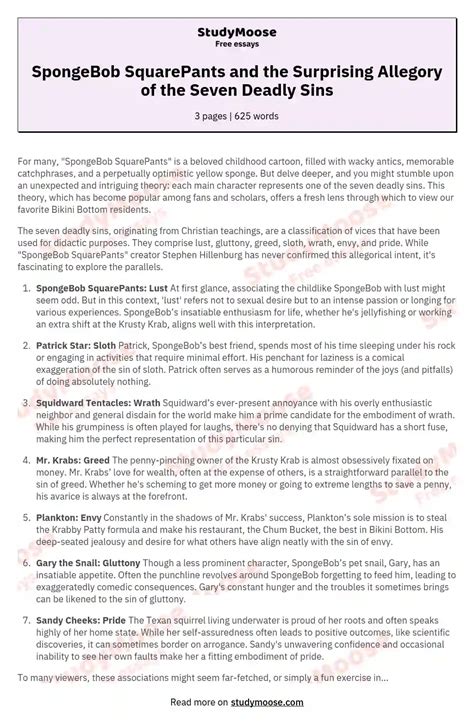 SpongeBob SquarePants and the Surprising Allegory of the Seven Deadly ...