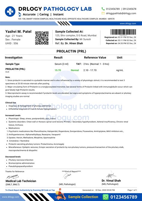 Prolactin Test: Price, Normal Range and Result | Drlogy