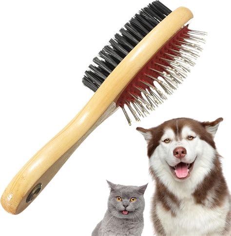 Wooden Dog Brush for Grooming Double Sided Pet Hair Grooming Brushes ...