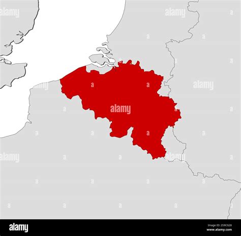 Map of Belgium and nearby countries, Belgium is highlighted in red Stock Vector Image & Art - Alamy