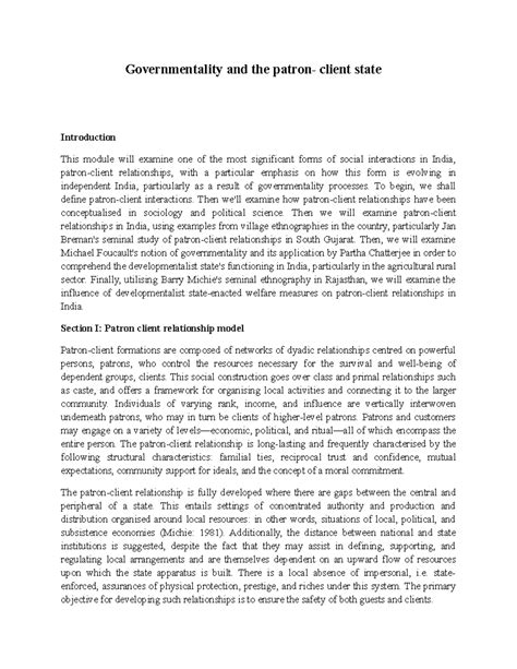 Governmentality and the patron client state - Governmentality and the ...