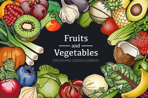 Fruit and Vegetable Vector Clip Art | Illustrations ~ Creative Market