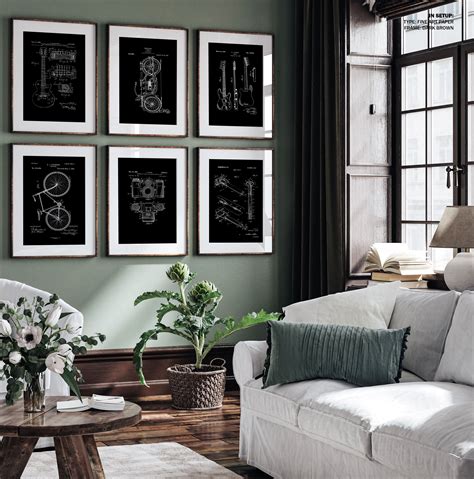 Vintage Daily Use Men Patent Art Set of 6, Razor, Motorbike, Camera Bl ...